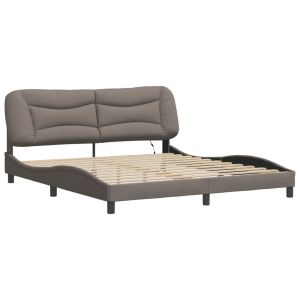vidaXL estructura de cama con LED sin colchón hvar tela gris taupe 180x200