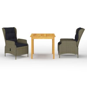 vidaXL juego de comedor para jardín de 3 piezas marrón