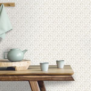 Papel pintado texturizado tnt ogee floral topo
