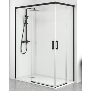 Mampara ducha rectangular frente 115 lateral 100cm transparente negro