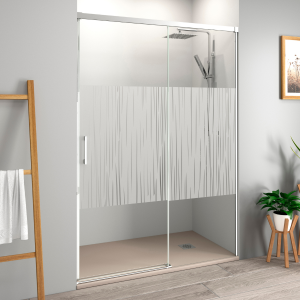 Mampara ducha frontal corredera 125 cm (adaptable 119-124cm) cromo brillo