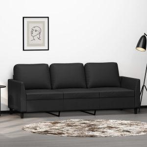 Sofá de 3 plazas de cuero sintético negro 180 cm d453224