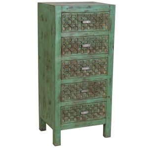 Sinfonier de madera artesanal verde  50x40x110h cm
