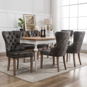 Conjunto de sillas de comedor de terciopelo gris set de 6 ajustables