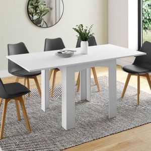 Mesa de comedor extensible blanca dona - 80-160 cm