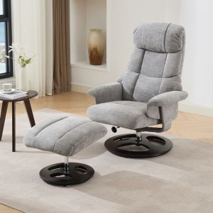 Sillón relax giratorio chenilla gris con masaje y calor