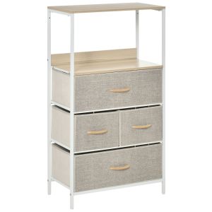 Cajonera de tela 58x29x103 cm lino, metal color gris Homcom