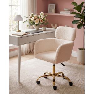 Silla de escritorio alena bouclé beige claro