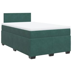 vidaXL cama box spring con colchón terciopelo verde oscuro 120x190 cm