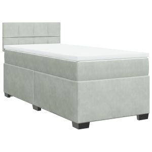 vidaXL cama box spring con colchón terciopelo gris claro 90x190 cm