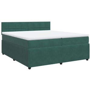 vidaXL cama box spring con colchón terciopelo verde oscuro 200x200 cm