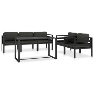 vidaXL set muebles de jardín 6 pzas y cojines aluminio gris antracita