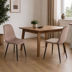 Silla arter, acolchada, en terciopelo gris topo