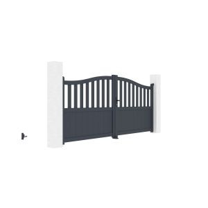 Puerta meije 3x1,4 m + 2 postes eiffel gris