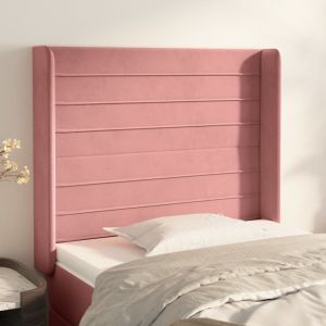 Cabecero con orejas de terciopelo rosa 93x16x118/128 cm eso2508