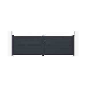 Puerta abatible 3,5m eiger al.115cm alu gris + 2 postes 20x20cm al.166cm
