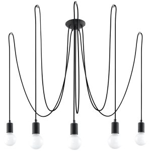 Candelabro edison 5 negro tela/acero 300x150x300cm