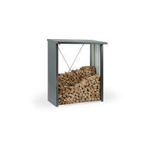 CASETA LEÑERO METALICA BIOHORT JARDIN WOODSTOCK 150 COLOR PLATA