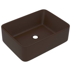 vidaXL lavabo de lujo cerámica marrón oscuro mate 41x30x12 cm