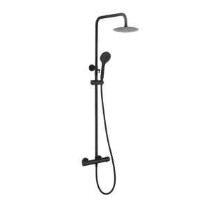 Columna de ducha extensible termostática  botón de ahorro start/stop negro