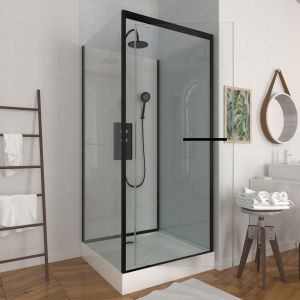 Cabina ducha cuadrada 90x90x230 cm extra blanco + perfil negro