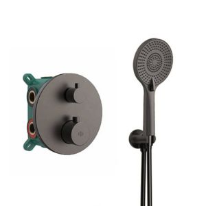 Conjunto empotrar 2/3 fun. Termostatico round titanio - gme