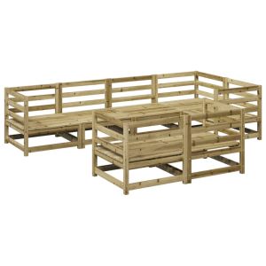 vidaXL juego de sofás de jardín 7 pzas madera de pino impregnada