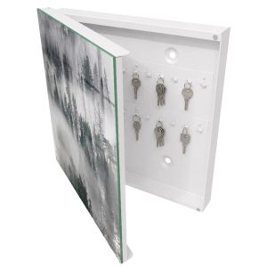 Caja para llaves 30x30x5 verde brumoso, apertura izquierda blanca