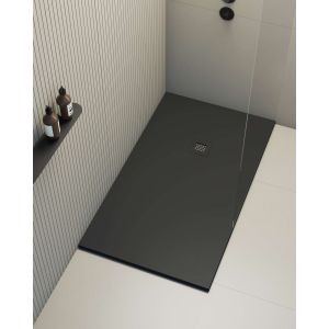 Plato de ducha poaLGi - 75x190 cm - negro - extraplano, antideslizante