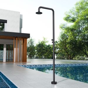Imex - ducha piscina exterior acero s.316 negro serie michigan