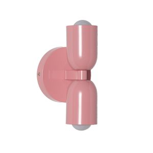 Aplique de Pared Doble E27 Metal Disco Rosa con Pantallas Rosa + Rosa