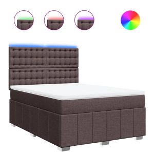 vidaXL cama box spring con colchón tela marrón oscuro 160x200 cm