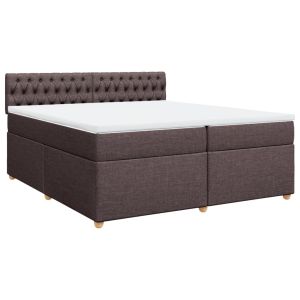 vidaXL cama box spring con colchón tela marrón oscuro 200x200 cm