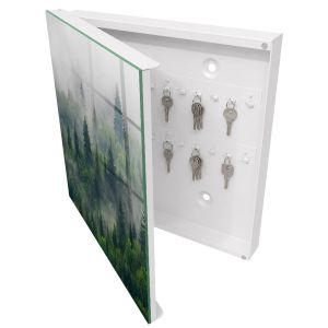 Caja guarda llaves 30x30x5 bosque brumoso, apertura izquierda blanca