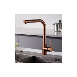 Grifería de cocina monomando extraíble oro rosa cepillado serie malta