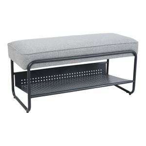 Banco zapatero lillehammer metal/textil 90x37x42cm - gris [en.casa]