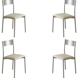 Momma Home set de 4 sillas de cocina tabarca en polipiel beige