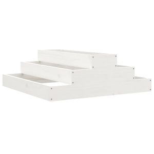 vidaXL jardinera de madera maciza de pino blanco 80x80x27 cm