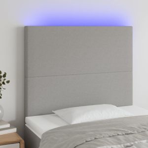 Cabecero con luces LED tela gris claro 80x5x118/128 cm eso4238