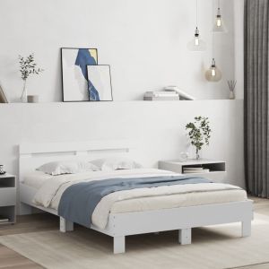 Cama con cabecero madera ingeniería blanco 120x200cm