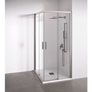 Mampara de ducha angular plata  72-74 x 137-139 cm bellobath
