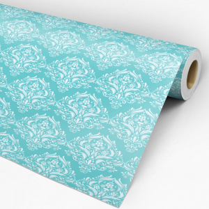 Papel pintado victoriano flores en fondo azul 60cm por 300cm