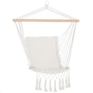 Silla colgante 90x50 cm algodón, poliéster color blanco Outsunny