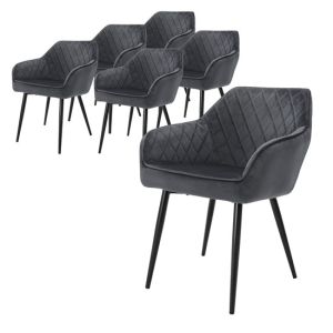 Juego 6 sillas de comedor / salón de terciopelo antracita 80 cm