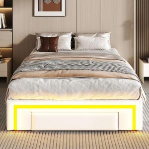 Cama 90x200cm con almacenaje LED rgb blanca