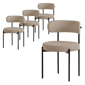 Set 4x sillas de comedor tejido teddy marrón de terciopelo