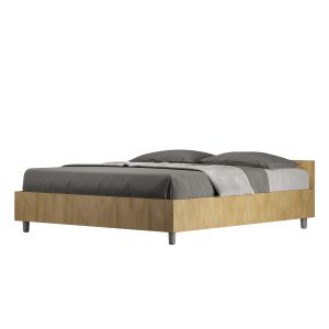 Cama con somier 160x190 roble natural nuamo