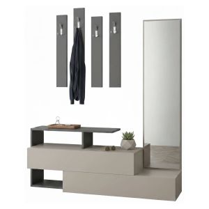 Mueble de entrada ascari, 14 pares, madera gris tortora