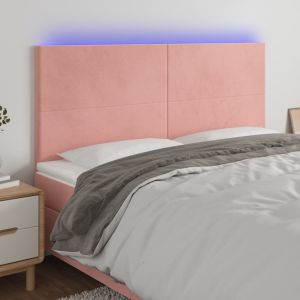 Cabecero con luces LED terciopelo rosa 200x5x118/128 cm eso5246