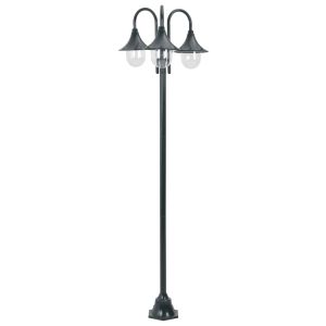 vidaXL farola de jardín con 3 luces aluminio verde oscuro E27 220 cm